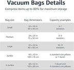 Amazon Basics Vacuum Compression Space Saving Storage Bags with Hand Pump for Clothes Packing, Jumbo, Clear, Pack of 6