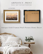 ARPEOTCY Vintage Gold Framed Wall Art Decor, 11x14 Inch Dawn Flower Field Painting Prints, Classical Victorian Wall Art for Living Room Bedroom Office, Antique Framed Bathroom Decor Aesthetic