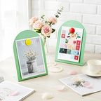 Shimeyao 2 Pcs Magnetic Bulletin Board for Tabletops with 8 Magnets Memo Display Easel Stand for Home Office School Kitchen Table Supplies (Green, 10 X7 Inch, Arched)