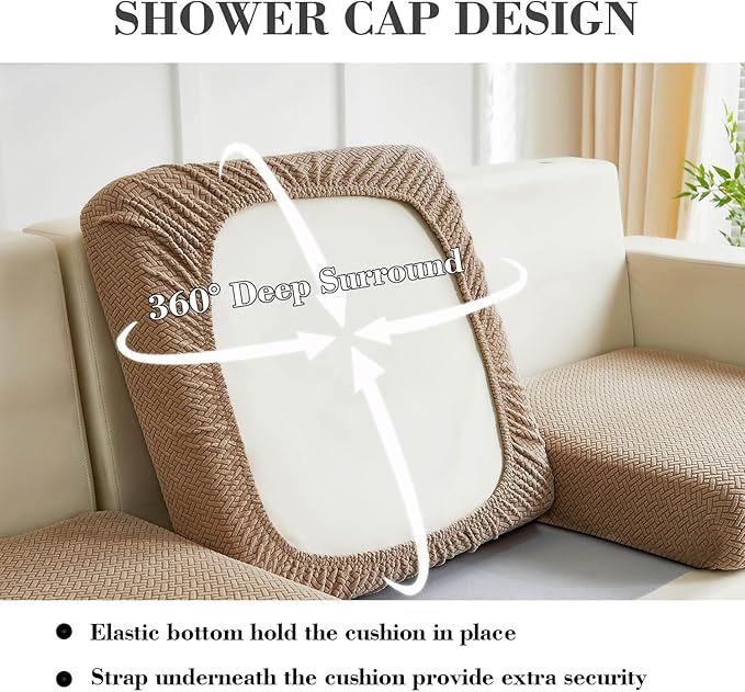 Sofa Covers Couch Covers for Sofa Pet Friendly Couch Cushion Covers Universal Sofa Covers Washable Stretch Slipcovers for Sectional Sofa (Texture Light Coffee,Back Cover L)