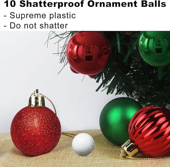 Red & Green 3.2" Large Christmas Balls - Christmas Tree Decoration Ornaments Shatterproof Hanging Balls for Birthday Halloween Holiday Wedding Decorations Set of 10pcs