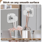 Suction Cup Hooks for Shower Heavy Duty No-Drill– Reusable Multi-Purpose Hooks Adheres to Glass, Mirrors, Tiles & Smooth Surfaces for Towels, Robes, Loofah& Body Sponge (2, Chrome Polished)