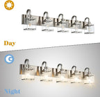 Bathroom Vanity Light 5-Light Wall Sconce Lighting Modern Wall Light with Clear Glass Shade Modern Brushed Nickel Wall Lamp Mounted Lights Over Mirror for Living Room, Bedroom, Hallway