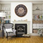 CLXEAST 24 Inch Wall Clock with Moving Gears,Oversized Large Industrial Steampunk Clock, Antique Gold Metal Roman Numeral Wall Clocks for Farmhouse Living Room Decor,Valentines Day Gifts
