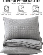 HORIMOTE HOME Grey Twin Size Quilt Set - Soft Microfiber Bedspread with 1 Sham, Lightweight & All-Season Geometric Coverlet for Cozy Bedding
