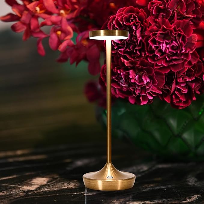 Cordless Table Lamp Rechargeable - 6000mAh LED Battery Operated Table Light - Portable Touch Dimmable Outdoor Waterproof Table Lamps for Patio Restaurant Dining (2 Bronze)
