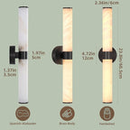 23.8in Alabaster Wall Sconce, Black Sconces with Spanish Marble, Modern Brass Wall Mounted Lamp, Hardwired LED Wall Lighting for Bathroom Bedroom Living Room Staircase Hallway Dining Room