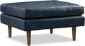 Poly & BARK Napa Ottoman in Full-Grain Semi-Aniline Italian Tanned Leather in Midnight Blue