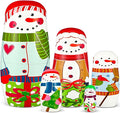 Gejoy Russian Nesting Dolls for Kids Handmade Matryoshka Wooden Stacking Toys Nesting Dolls Collectible Gifts for Winter Christmas Holiday Present Boys Girls Adults Home Decor(Snowman)