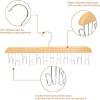 Amazon Basics Wooden Belt Hanger Closet Organizer, Multifunctional, Smooth Finish, Natural, 2-Pack