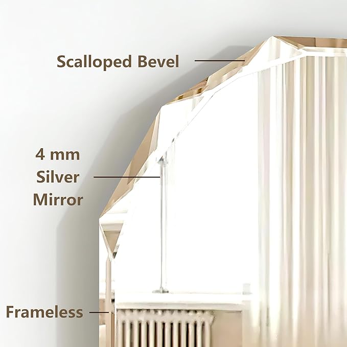 Bathroom Mirrors for Over Sink, Round Frameless Mirrors for Wall, 23.5x27.5 Inch Beveled Bathroom Mirror, Bathroom Vanity Circle Mirror for Bedroom Living Room Entryway Home Decor
