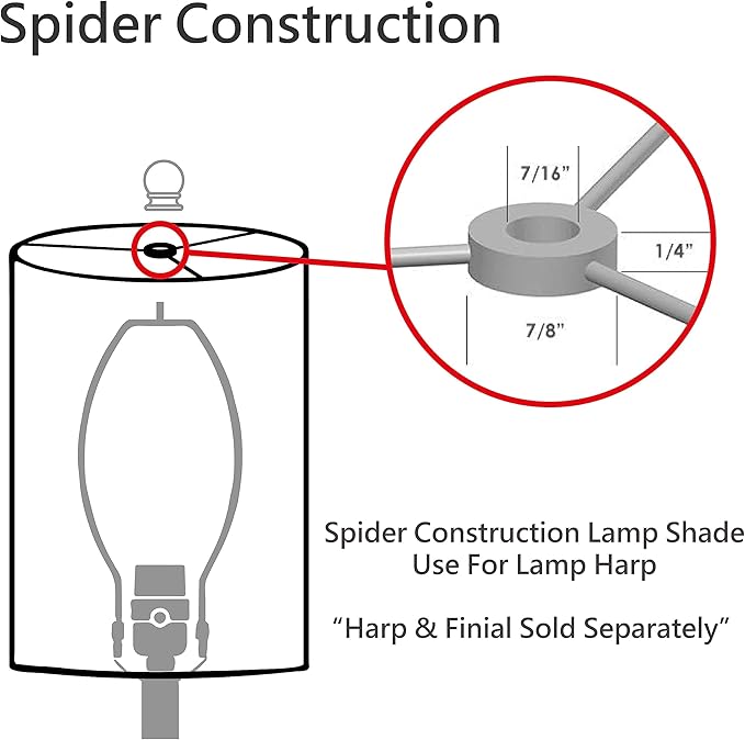 Aspen Creative 32682 Transitional Empire Shape Spider Construction Lamp Shade, White, 7" Top x 13" Bottom x 9-1/2" Slant Height