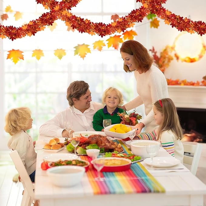 Fall Maple Leaves Garland Decorations,50Ft Glitter Tinsel Leaf Thanksgiving Decor for Tree Autumn Mantle Bedroom Office Classroom Party Indoor Outdoor Holiday Home Orange