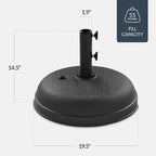 Best Choice Products Fillable Umbrella Base Stand Round Dome Plastic Patio Umbrella Base Stand, Pole Holder for Outdoor, Lawn w/ 55lbs Weight Capacity, Adjustment Knob - Black
