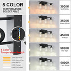 MELUCEE Bathroom Vanity Light Fixtures, 3-Light LED Bathroom Lighting Fixtures Over Mirror, 3000K-6000K Modern Black Vanity Light for Bathroom with Crystal Bubble Glass Shade, Built-in LED Chips