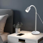 DAMI Dimmable LED Desk Lamp USB Powered, 3 Color Modes Flexible Gooseneck Reading Light, Eye-Caring Small Table Lamp for Home Office Study Bedroom Dorm Bedside - White