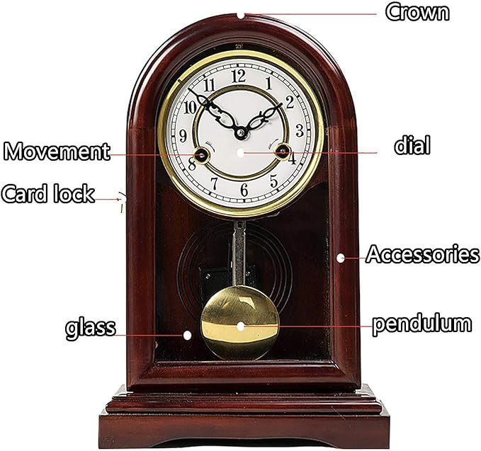 Wooden Pendulum Mantel Clock with Westminster Chimes Mechanical Table Clock for Living Room, Office, Home Decor, Brown