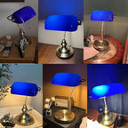 FIRVRE Blue Glass Bankers Lamp Shade Replacement Cover Lamp Shades for Table Lamps Desk Lamp Blue Glass Cover("8.85 IN " L "5.11 IN" W "2.95 IN" H)