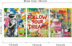 Novatique Banksy Canvas Wall Art Street Graffiti Wall Art Abdtract Painting Street Art Pictures Prints Colorful Posters Graffiti Art Home Decor for Bedroom Living Room,12" x 16" x 3Pcs