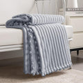 DISSA Fleece Blanket Queen Size – 90x90, Grey – Soft, Plush, Fluffy, Fuzzy, Warm, Cozy – Perfect Throw for Couch, Bed, Sofa - with Pompom Fringe - Flannel Blanket
