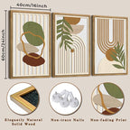 DRACIT Large Sage Green Boho Wall Art Set Abstract Modern Geometric Wood Wall Decor Mid Century Neutral Artwork Bohemian Art Decor for Living Room Bedroom Office-16x24Inch x3