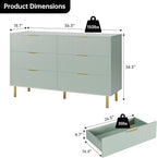GarveeHome Green Dresser, Modern 6 Drawer Dresser for Bedroom with Gold Handle and Large Drawer, Wood Double Chest of Drawers and Storage Organizer for Living Room, Hallway, Entryway