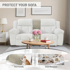 Reclining Sectional Couch Covers Velvet L Shape Recliner Sofa Middle Console Cover for Dogs Pets Washable Anti Slip 1 Additional Recliner Center Console Slipcovers (1 Console, Light Gray)
