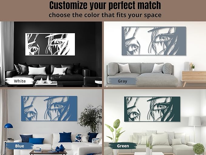 Vailla Wall Art Decor Minimalist Abstract Woman Eyes Wall Decoration Wooden Modern 3D Sculptures Line Drawing Art Decor Female Wall Hanging for Bedroom Kitchen Bathroom Living Room