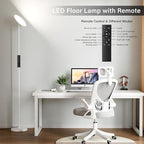 Modern LED Floor Lamp - Remote & Touch Control, Sky Torchiere Standing Lamp, Fully Dimmable, 3 Color Temperatures, Ideal for Living Room & Bedroom, Easy to Assemble(White)
