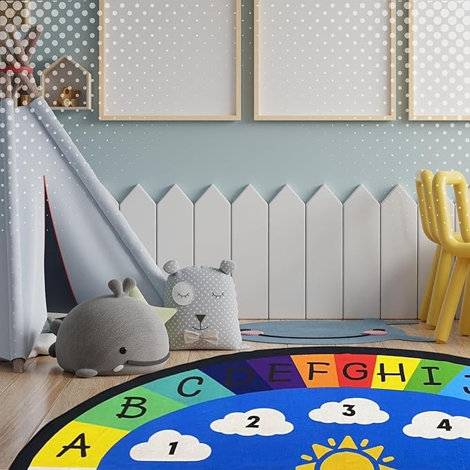 Genki - Kids Rugs for Playroom - ABC Learning Area Rug for Play Room, Classroom, Kindergarten, and Preschool - Kid Alphabet Educational Carpet for Childrens and Toddler Mat - Non Slip | 5'x6'6"