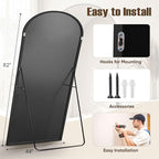Full Length Mirror, 82"x44" Arched Full Body Mirror, Oversized Floor Mirrors, Leaning Free Standing Mirrors, Hanging Mounted Large Mirrors for Bedroom Dressing Room, Cloakroom, Black