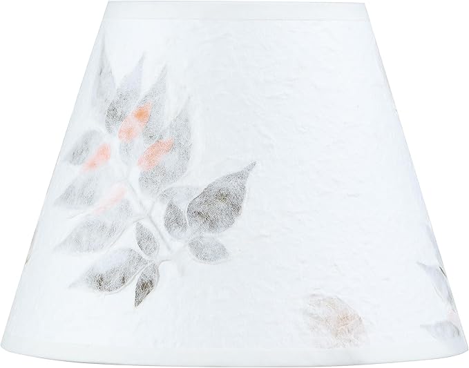 Aspen Creative 56038 Empire Uno Lamp Shade in White with Petal Paper, 5" Top x 9" Bottom x 7" Slant Height, Slip UNO 33mm