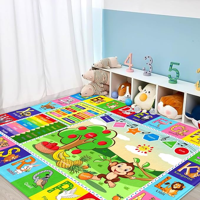 ABC Carpet, Kids Carpet 5x7 FT, ABC Alphabet Mat, Fun Game Area Rug for Kids Bedroom, Kids Educational Rug for Room, Living Room, Nursery Room, Toddler Classroom Decor