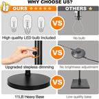 Dimmable Floor Lamp, 3 Lights Black Arc Floor Lamps for Living Room, Modern Tall Standing Tree Lamp with Black Shade & Heavy Base, Large Floor Lamp for Bedroom Office, 3x1000 LM LED Bulbs Included