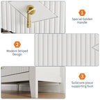 GarveeHome Wood Nightstand Fluted Dresser for Bedroom, 27.5" Wide 3-Drawer Bedside Tables, Modern Chest of Drawers, Storage End Table Living Room, Hallway, Entryway, White