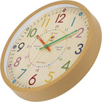 Foxtop Learning Clock for Kids - Telling Time Teaching Clock 12 Inch Silent Non-Ticking Battery Operated Kids Wall Clock for Kids Room Playroom Nursery Classroom School