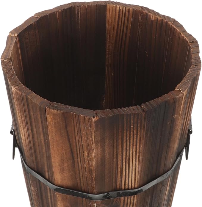 ABOOFAN Wooden Umbrella Stand for Entryway Rustic Umbrella Holder Freestanding Cane Stand Decorative Umbrella Rack Tall Basket Flower Vase for Laundry Bathroom