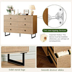 6 Drawer Dresser,47" Wide Mid Century Chest of Drawers,Wooden Bedroom Drawer Dresser with 6 Storage Drawers for Bedroom,Living Room,with Anti-Tipping Device,Warm Wood