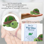 Handmade Funny Positive Turtle Crochet Birthday Gifts, 1.6inch high Sea Turtle with Positive Affirmation Card, Cute Home Office Car Decoration for Friends Coworkers, Inspirational Gifts Ornament