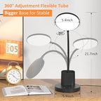 Desk Lamp, LED Desk Lamp for Home Office, Touch Table Lamp with 3 Color Modes 360° Adjustable Arm, Dimmable Desk Light with Pen Phone Holder, Black