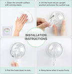 VIS'V Wreath Hanger, Large Suction Cup Wreath Hooks with Wipes, Heavy Duty, 22 LB Capacity, Removable and Reusable, Clear, 8 Pcs