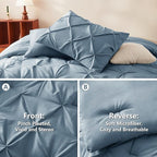 CozyLux Full Size Comforter Sets Mineral Blue, 7 Pieces Pintuck Bed in A Bag Blue Comforter Full Size, Pinch Pleat Bedding Sets with All Season Comforter, Flat Sheet, Fitted Sheet, Pillowcases & Shams
