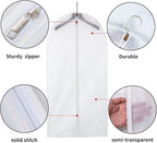 12 Pack Garment Bags for Hanging Clothes (24x40") - Dustproof Suit Bags for Closet Storage - Durable PEVA Covers with Sturdy Zipper for Coats, Jackets & Dresses (Translucent)