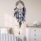 Black and White Dream Catcher Wall Decor Crystal Tree of Life Dream Catchers Handmade Feather Dreamcatcher Wall Hanging Ornament for Bedroom Living Room Home Decor