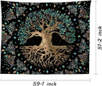 XGXL Life Tree Tapestry - Bohemian Hippie Wishing Tree Tapestries Psychedelic Wall Carpet Mystic Aesthetic Wall Tapestry for Living Room Bedroom