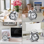 Peakeep Loud Alarm Clock for Heavy Sleepers Adults, Metal 4.5" Twin Bell Battery Operated Alarm Clocks for Bedrooms Decoration (Metal Silver)