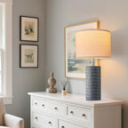 20.5" Modern Ceramic Table Lamps for Bedroom Set of 2, Bedside Lamps for Night Stands with Beige Lampshade, Farmhouse Table Lamp for Living Room Office Dorm, Grey