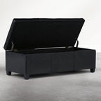SIMPLIHOME Avalon Storage Ottoman Bench - 48 inch Wide Upholstered Vegan Leather Rectangle Storage Ottoman Bench in Carbon Black, Contemporary Ottoman for Living Room or Entryway with Lift-Up Lid