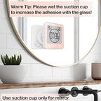 Waterproof Bathroom Wall Clock and Timer, Digital Water Resistant Hanging Timer for Shower, Large Display Kitchen Cooking Countdown Timers, Mirror Suction Clock with Temperature Humidity Meter (Pink)