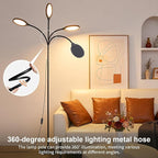 Modern Black Bright Eye Protection Floor Lamp, 62.6“ Adjustable Gooseneck Standing Lamp with Dimmer & Color Temperature, Tall LED Corner Lamp for Living Room, Bedroom Office Reading, Tattoo Light